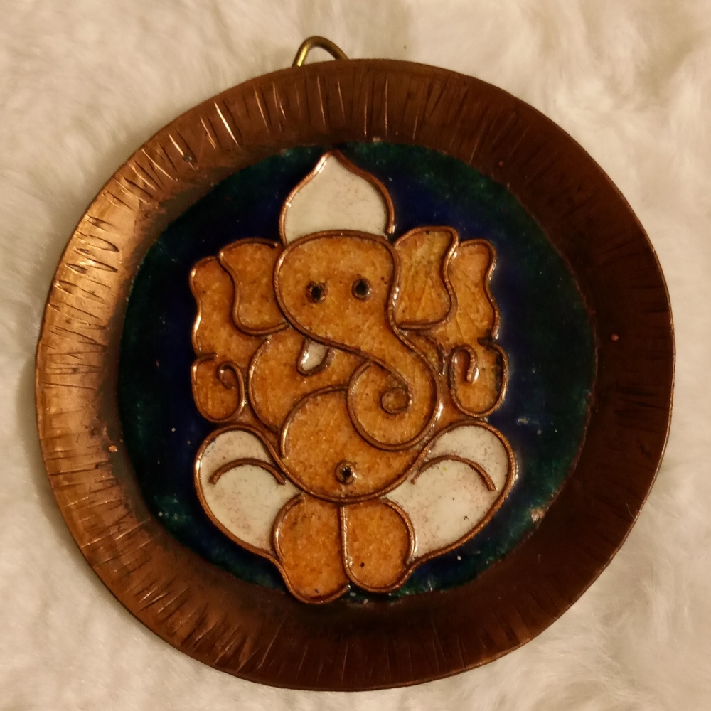 Ganesh Multi-Color Elephant Round Wall Plaque